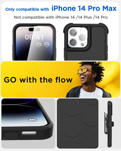 Miniatura 2 de AICase Funda para iPhone 14 Pro Max con protector de pantalla de vidrio + lente de cámara, resistente protección contra caídas, cuerpo completo