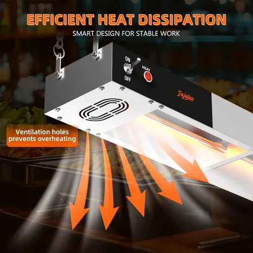 Miniatura 5 de Lámpara de calor de alimentos, calentador de tira de lámpara de calor comercial de alimentos de 24 pulgadas, lámpara de calor de acero inoxidable