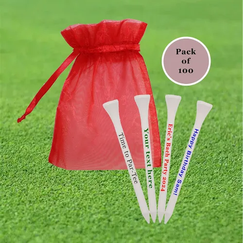 Miniatura 2 de GBM - Paquete de 100 camisetas de golf blancas de madera de 2 3/4 pulgadas, camisetas de golf personalizadas de 2 líneas personalizables, accesorios
