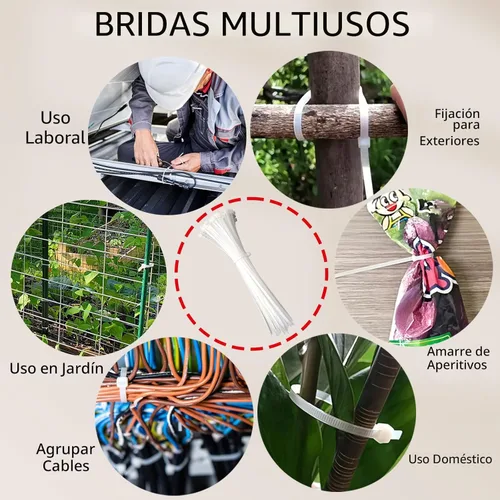 Miniatura 7 de Bridas de plástico, bridas blancas de varios tamaños 4+6+8+12 pulgadas, paquete de 400, bridas para cables blancas, bridas transparentes, bridas
