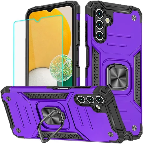 Miniatura 31 de HNHYGETE Funda para Samsung A13 5G, Galaxy A13 5G con protector de pantalla, soporte giratorio de grado militar de 360° (resistente), fundas Negro