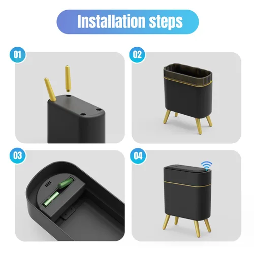 Miniatura 7 de Yatmung - Cubo de basura automático sin contacto moderno y elegante para baño - Papelera estrecha para dormitorio, cuarto de lavado, oficina