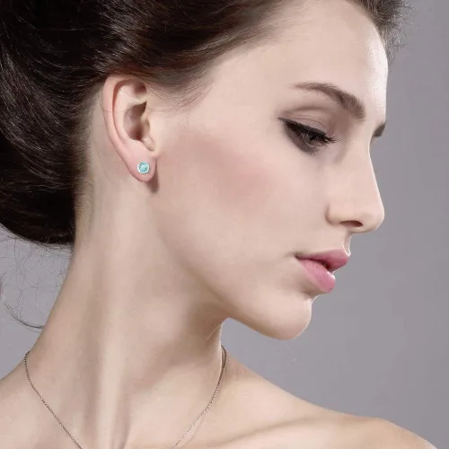 Miniatura 4 de Gem Stone King Aretes redondos de oro amarillo de 14 quilates con piedra natal de 0.197 in Aretes de oro para mujer