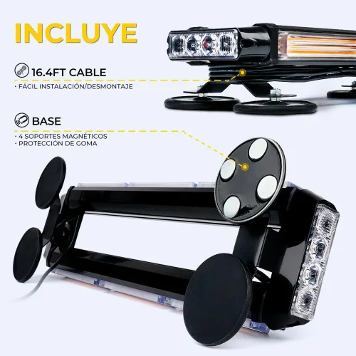 Miniatura 5 de Xprite Barra de Luces Estroboscópicas Intermitentes LED COB Ámbar para Techo de Doble Cara de 21" de Alta Visibilidad Luces de Baliza de Advertencia