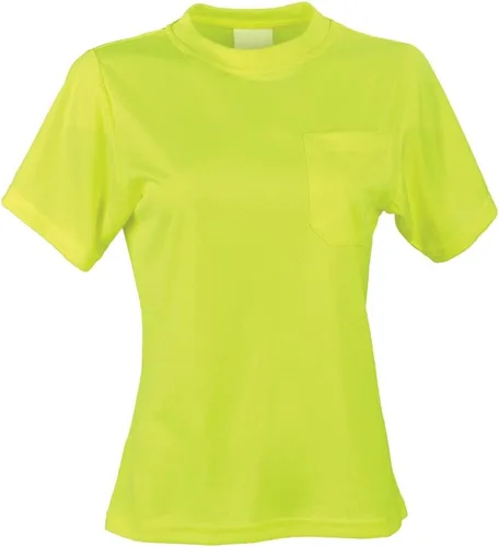 J. J. Keller & Associates, Inc. SAFEGEAR - Camiseta de manga corta de alta visibilidad para mujer con bolsillo, no certificada, SAFEGEAR