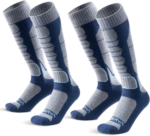 Miniatura 21 de Calcetines de lana de merino para esquí para hombres, mujeres y jóvenes - Calcetines térmicos de snowboard con amortiguación completa por encima