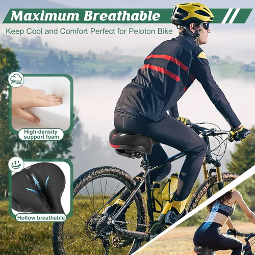 Miniatura 5 de Cómodo cojín de asiento para hombres y mujeres con doble absorción de impactos, espuma viscoelástica con memoria, sillín de bicicleta ancho e