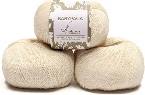 Miniatura 65 de 100% Hilo de Lana de Alpaca Bebé (Juego de 3 Madejas, 150 Gramos) Peso DK - Hecho en Perú - Celestialmente Suave y Perfecto para Tejer y Ganchillo