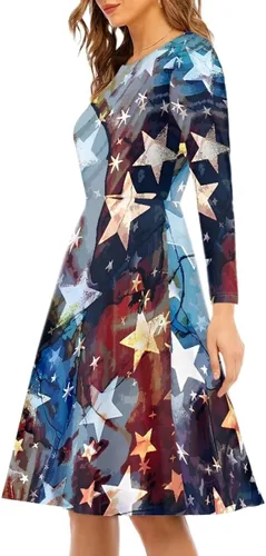 Miniatura 2 de Viewamoon Vestidos midi para mujer, vestido de manga larga para otoño, talla S-4XL