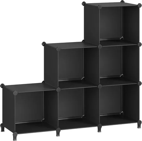 Miniatura 11 de Organizador de plástico Songmics 3 pisos, bricolaje cubeta de almacenamiento, clóset estantería 6 cubos, Estantería mueble negro ulpc06h