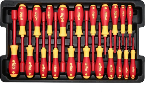 Miniatura 7 de Wiha 32800, juego de herramientas aisladas con destornilladores, llaves para tuercas, alicates, cortadores, regla, cuchillo y dados en estuche