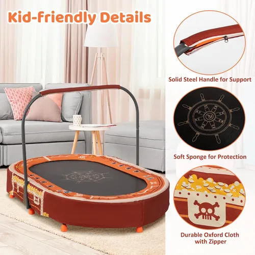 Miniatura 2 de Indoor Trampoline, 55" Foldable Trampoline with Handle, Oval Trampoline for Kids, Play Rebounder, Kids Trampoline Indoor, Gift for Girls Age 3+