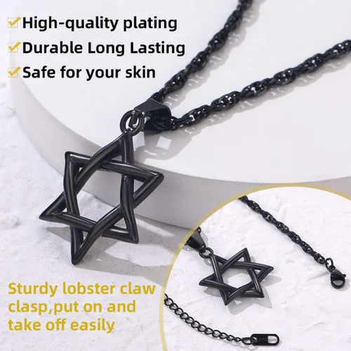Miniatura 9 de GOLDCHIC JEWELRY Judaism Jewish Israel Star of David Cross Pendant Mens Punk Rock 316L Stainless Steel18K Gold PlatedBlack Rhodium Plated Hexagram