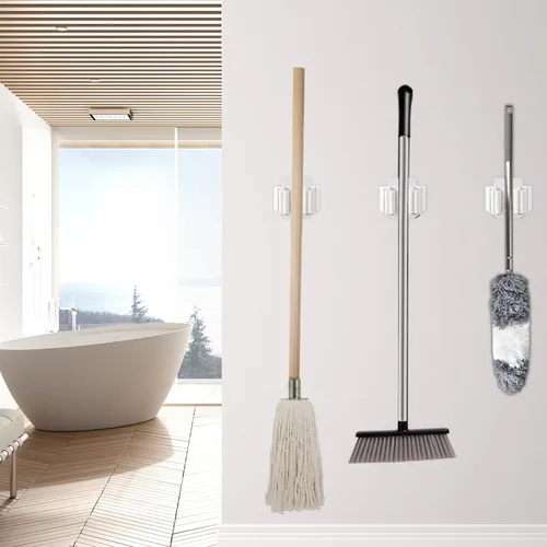Miniatura 5 de Verdenu Paquete de 10 Soportes de Pared para Escoba, Soporte de Pared para Trapeador y Escoba, Soporte para Trapeador Command de Acero Inoxidable