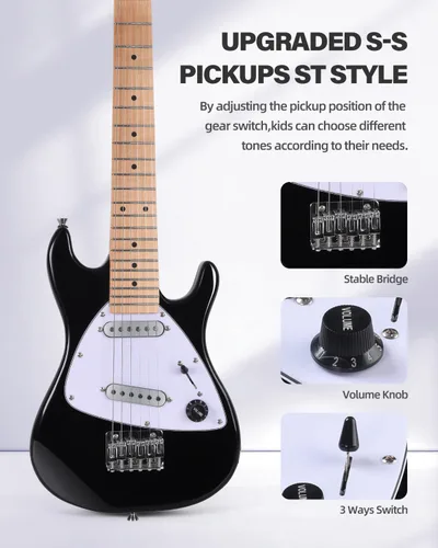 Miniatura 2 de Winzz - Guitarra eléctrica para niños de 30 pulgadas, kit para principiantes, guitarra eléctrica mini de tamaño 1/4 para niños, juego completo