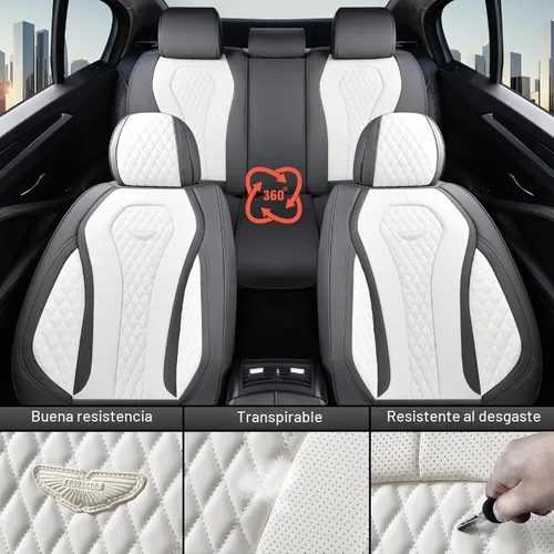 Miniatura 7 de Coverado Fundas de asiento, juego completo de fundas de asiento de automóvil, funda blanca para asiento de automóvil, cojín de asiento de automóvil