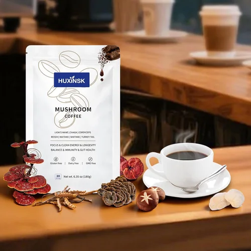 Miniatura 7 de Café de hongos, café instantáneo orgánico con melena de león, reishi, cordyceps, colágeno, β-glucano (prebiótico) para concentración, energía, apoyo