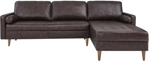Miniatura 3 de Modway Valour - Sofá modular de cuero de estilo moderno de 98 pulgadas en color marrón