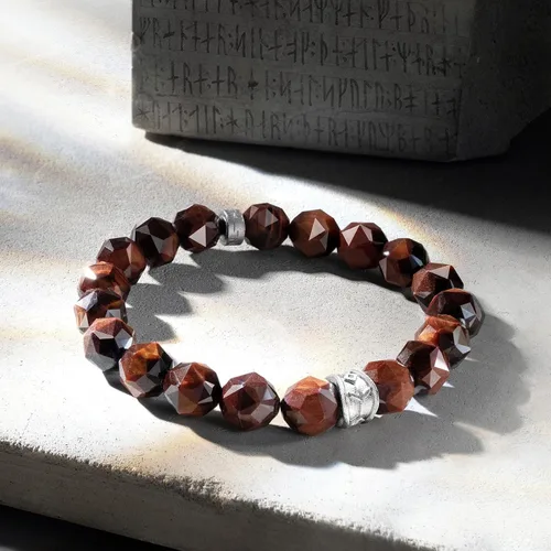 Miniatura 8 de AWNL Pulsera de cuentas para hombre con dije de plata de ley de 0.394 pulgadas (0.394 in) de oro, obsidiana y ojo de tigre natural, regalo
