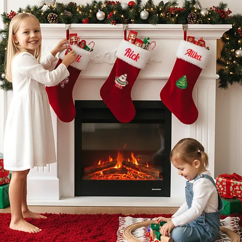 Miniatura 24 de Calcetines de Navidad personalizados para perros y gatos, calcetín de Navidad bordado con nombre personalizado en forma de pata de mascota o hueso