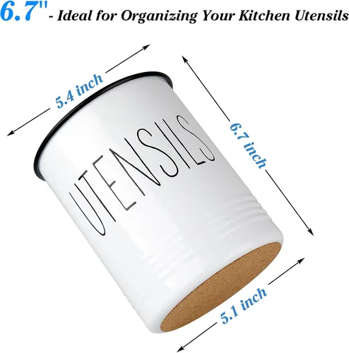 Miniatura 2 de Bivvclaz Soporte para Utensilios de Cocina, Soporte para Utensilios de 6.7" para Encimera de Cocina, Recipiente para Utensilios de Cocina con Fondo