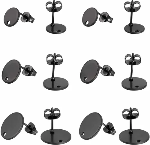 Miniatura 18 de SUNNYCLUE 1 caja, 80 unidades, 20 pares de aretes redondos planos de acero inoxidable con bucle, aretes plateados y dorados, hallazgos en blanco