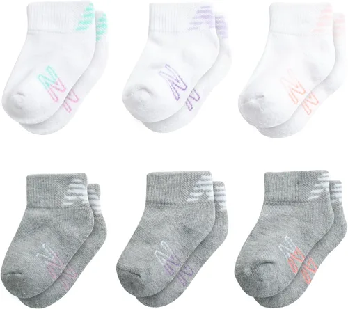 New Balance Calcetines para bebé, paquete de 6 calcetines acolchados de corte de un cuarto (bebébebé)