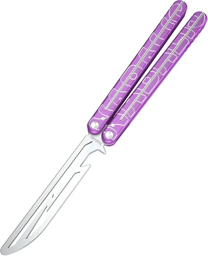 Nabalis Lightning Washer Systerm Butterfly Balisong Trainer, 6061 Aluminio Integral Channel Handle Zen Pines con líneas antideslizantes, sin afilar,