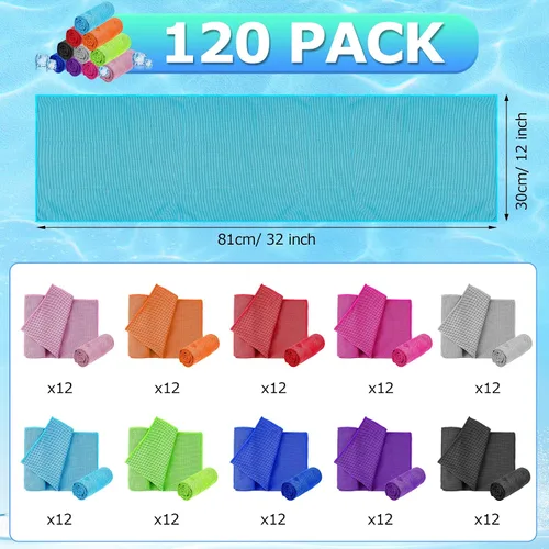 Miniatura 2 de MENOLY Paquete de 120 toallas refrescantes para el cuello, toalla de microfibra suave para entrenamiento, para deportes, gimnasio, yoga, campamento