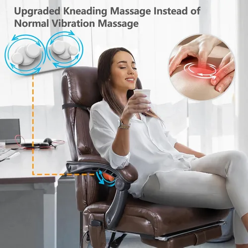 Miniatura 4 de NOBLEMOOD Silla de oficina de masaje amasado con función de calefacción, respaldo 3D, silla de oficina ergonómica de escritorio de masaje, silla