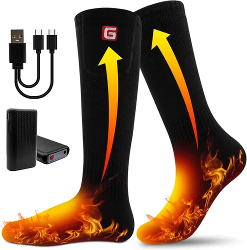 Rabbitroom Calcetines calefactables para hombres y mujeres, recargables y lavables, para invierno, eléctricos, calentados térmicos, calentadores de