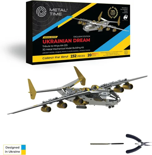 METAL-TIME ANTONOV Mriya AN-225 - Producto oficial de edición exclusiva, modelo mecánico, avión de carga, kit de bricolaje modelo 3D, modelo de