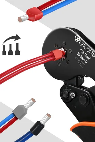 Miniatura 6 de Lytool Kit de Herramienta de Engarzado de Férulas, Engarzadora de Trinquete Hexagonal para 28-5 AWG, Férulas de Cable Aisladas, Engarzadora