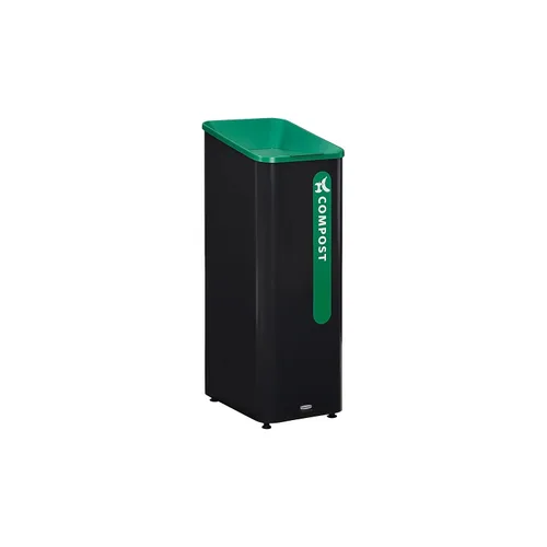 Rubbermaid Commercial Products Sustain - Contenedor decorativo de 15 galones, negro/verde, interior para edificios de oficinas, patios de comida,