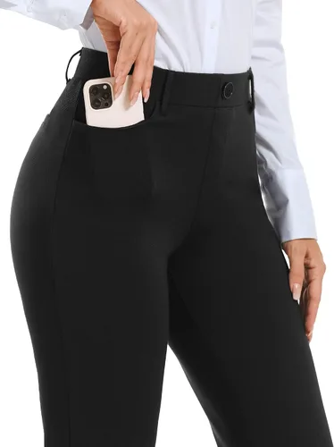 Miniatura 4 de Stelle Pantalones de vestir para mujer de 283032 pulgadas, corte de bota, pantalones de trabajo casuales con bolsillos, para oficina