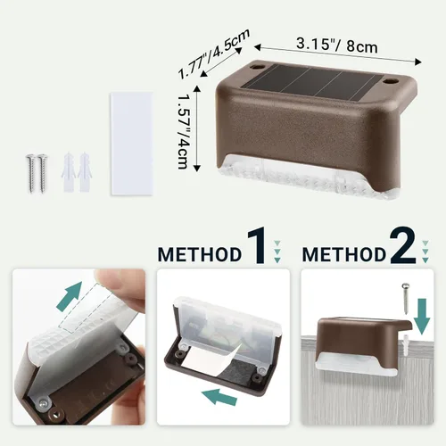 Miniatura 8 de GIGALUMI - Luces solares para cubierta al aire libre, paquete de 16, impermeables, LED, luces solares para escaleras, escalones, vallas, Blanco frío