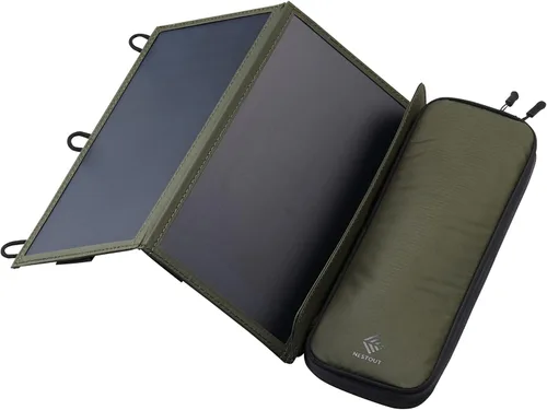 Miniatura 3 de NESTOUT Portable Solar Panel, USB-C and USB-A Ports, 14W Solar Charger for Camping, Water Repellent Ripstop Nylon, Foldable Compact Design, Digital