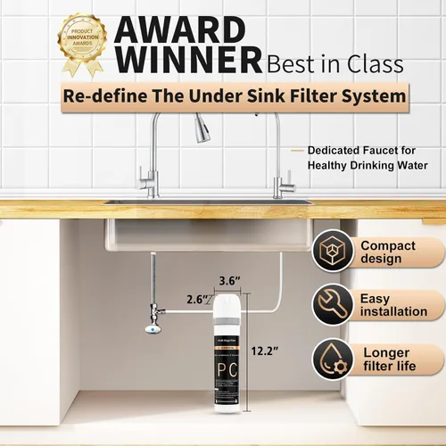 Miniatura 2 de WINGSOL WINGSOL Sistema de filtro de agua para debajo del fregadero con grifo, diseño anti-obstrucción, reduce PFAS, plomo, cloro, mal sabor