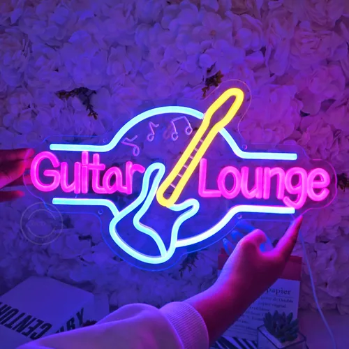 Miniatura 6 de Britrio Letrero de neón de guitarra, decoración de pared, sala de música en vivo, sala de bandas, sala de estar, oficina, dormitorio, hombre, cueva