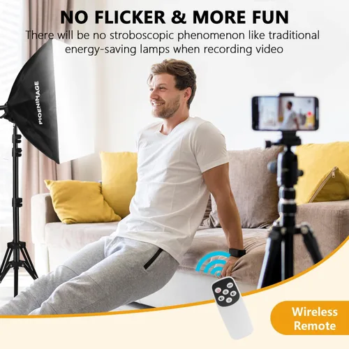 Miniatura 5 de Kit de iluminación Softbox, juego de iluminación de fotografía de caja suave con caja de luz de 17 x 17 pulgadas, trípode de iluminación plegable, 2
