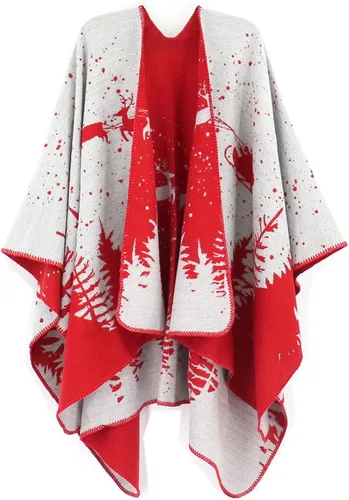Miniatura 28 de Poncho chal para mujer, suéteres suaves y cálidos para mujer, parte delantera abierta, poncho de viaje para otoño, invierno y primavera