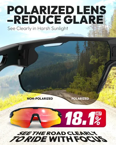 Miniatura 3 de VICTGOAL Gafas de ciclismo para hombres y mujeres con lentes polarizadas, protección UV, gafas de sol de ciclismo TR90 marco para gafas de bicicleta
