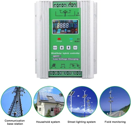 Miniatura 3 de Controlador solar de viento MPPT de 2000 W para viento de 0 a 1000 W con sistema de panel solar de 0-1000 W, controlador MPPT Boost con función