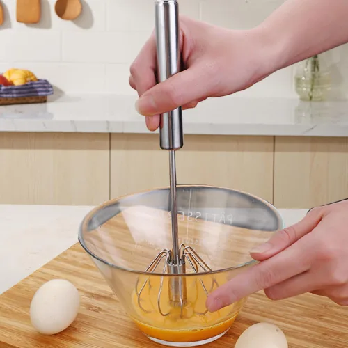 Miniatura 7 de Nuevo Batidor de Huevos Semiautomático de Acero Inoxidable 2025, Mezclador Agitador de Empuje Manual, Batidora Giratoria Multifuncional Rotativa