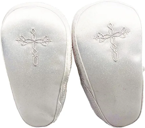 Miniatura 3 de Zapato de bautizo de satén para niñas con cruz celta y roseta