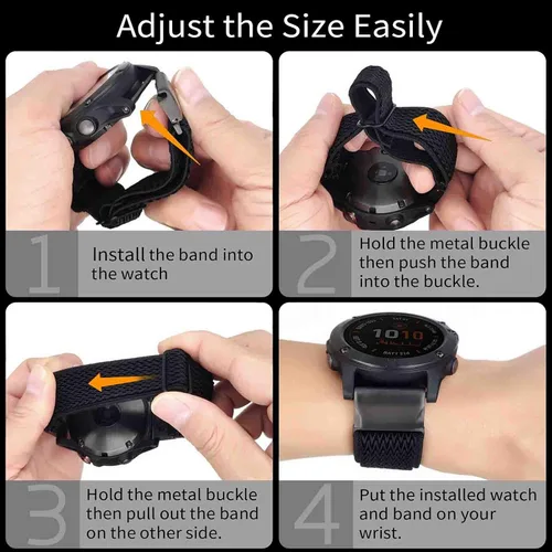 Miniatura 6 de Abanen Correas de reloj elásticas de nailon para Garmin Fenix 8 de 1.850 in/epix Pro de 1.850 in/Fenix 7/6/5, 0.86 pulgadas, ajuste rápido, suave
