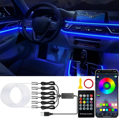 Miniatura 9 de Jushope - Luces LED para automóvil, luces interiores con control inalámbrico por aplicación/control remoto RF/botón, kit de iluminación ambiental