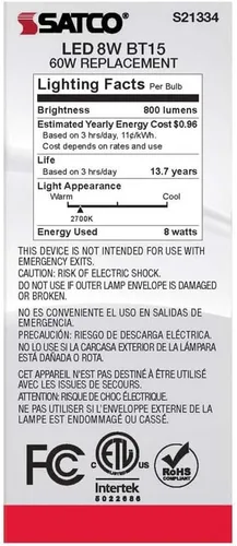 Miniatura 6 de Satco 6Pk 8w BT15 LED 2700K base mediana regulable - 60w equiv