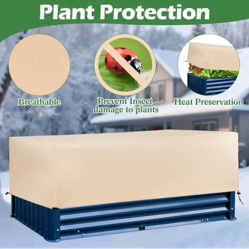 Miniatura 6 de Cubiertas para Plantas Protección contra Heladas Paquete de 2 con Cordón Elástico, 3.54 oz/yd² Manta contra Heladas para Clima Frío de Invierno