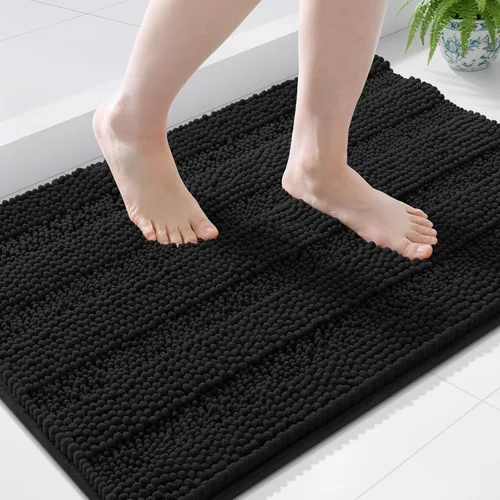 Miniatura 226 de Grandaily Alfombras de baño de felpilla a rayas de 24 x 16 pulgadas, extra gruesas y suaves, absorbentes, parte trasera de goma, alfombra de ducha